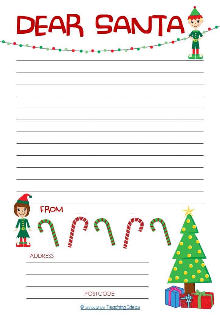 Santa Letter Template | 13 image asset | Awesome Dear Santa Letter Template Freebie | literacyideas.com