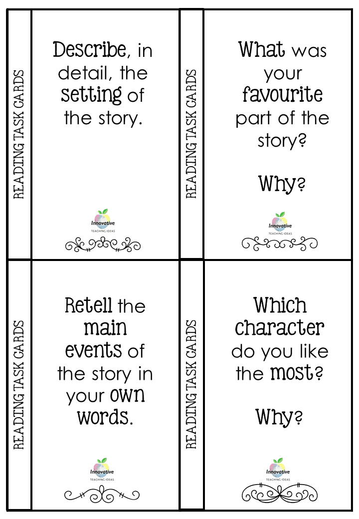 12 Reading RESPONSE TASK CARDS FOR STUDENTS -  DOWNLOAD NOW